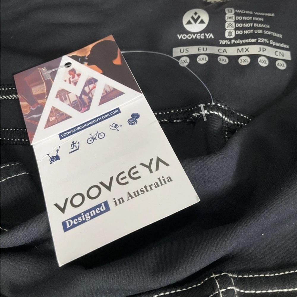 Vooveeya Women’s Black/White 3XL Activewear Stretch Yoga Running Cycling Pants - Picture 3 of 10
